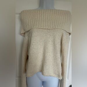 Aerie Crème Off-Shoulder Knit Sweater